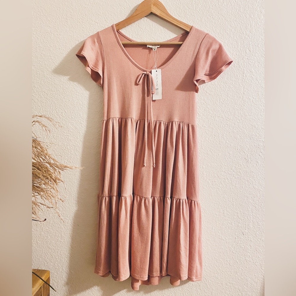 See You Monday Blush Pink Tiered Dress
